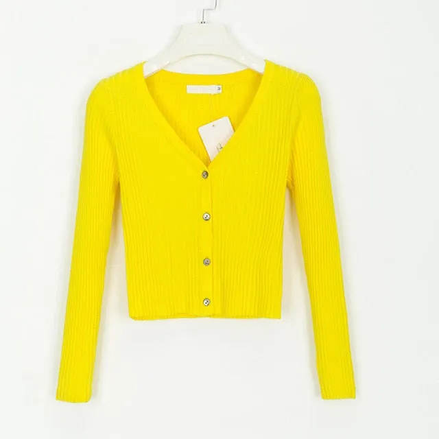 Sexy Button Knitted Cardigan Sweater