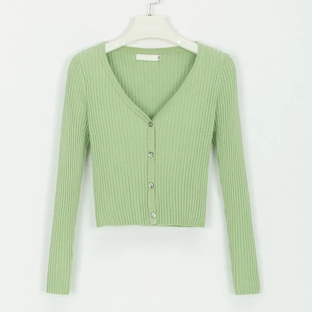 Sexy Button Knitted Cardigan Sweater