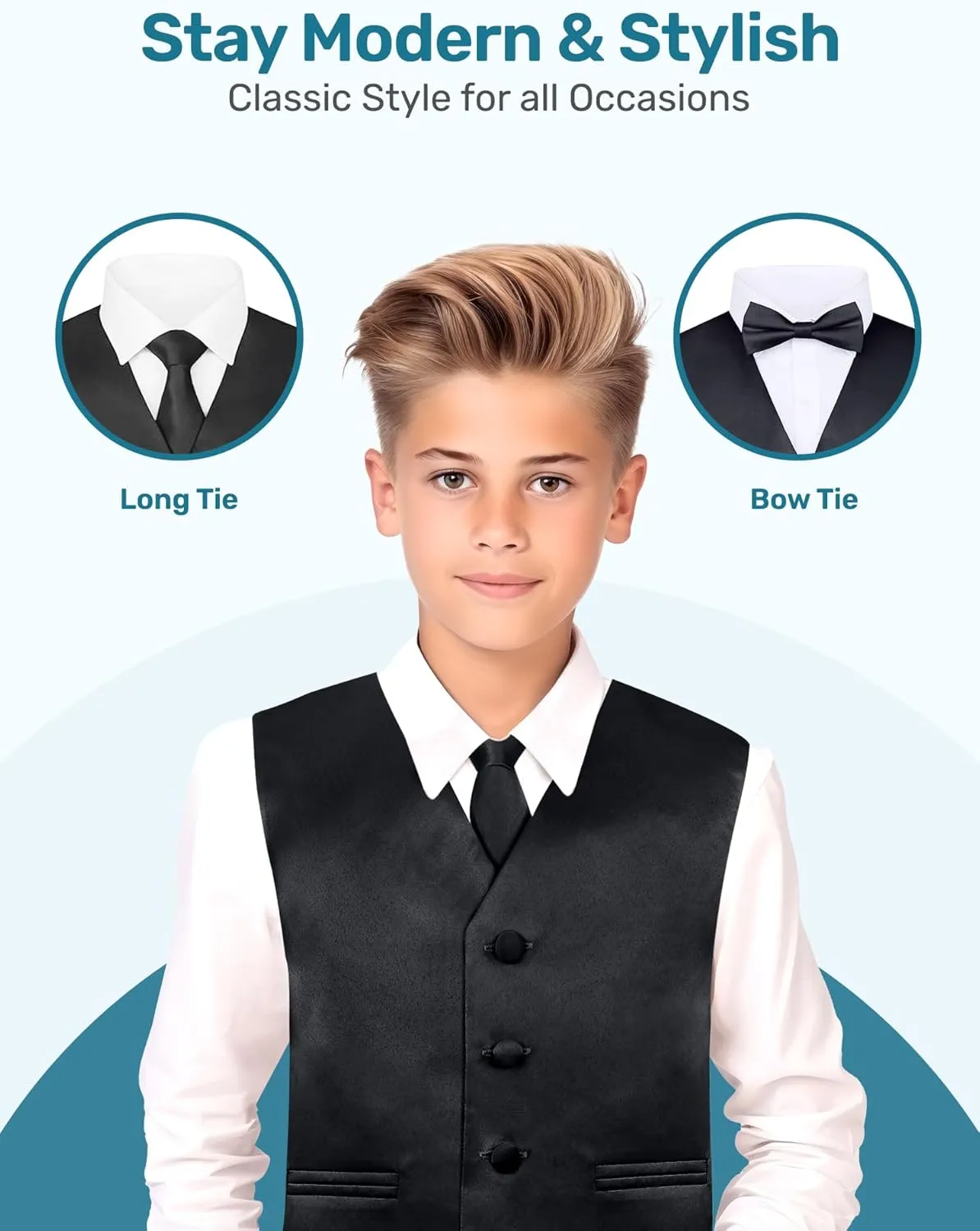 S.H. Churchill & Co. Boy's 4 Piece Vest Set, with Bow Tie, Neck Tie & Pocket Hankie