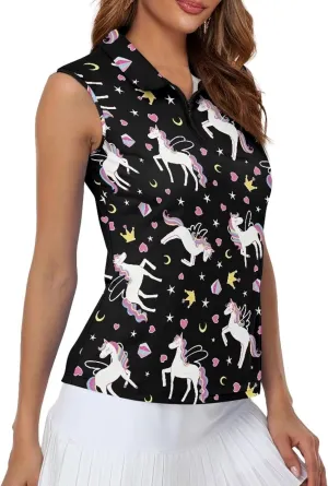 Sleeveless Golf Polo Shirts for Women, Zip Women Sleeveless Golf Shirt, Tank Tops Polo Shirts for Summer
