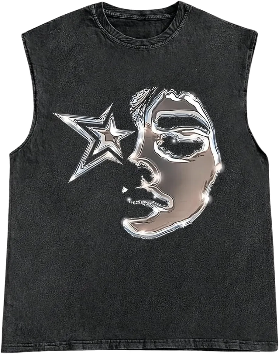 SOLY HUX Men's Graphic Tank Top Sleeveless Loose Shirt Vintage Streetwear Casual Tee Tops