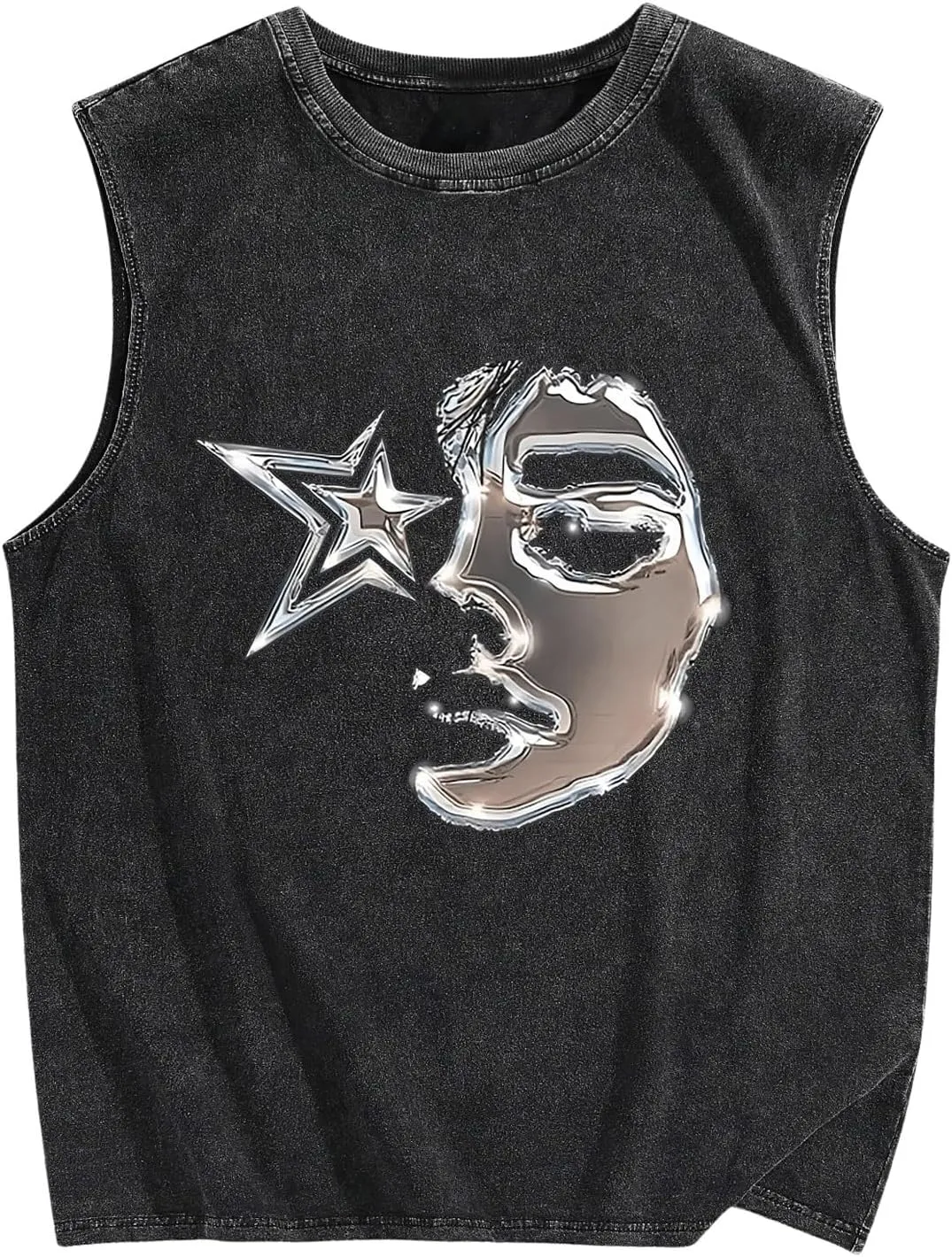 SOLY HUX Men's Graphic Tank Top Sleeveless Loose Shirt Vintage Streetwear Casual Tee Tops
