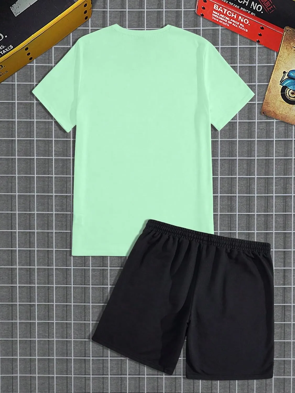 SOLY HUX Men's Letter Graphic Short Sleeve Tee and Drawstring Waist Track Shorts Set Casual 2 Piece Outfit