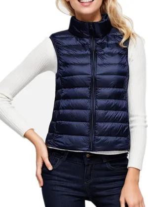 Sorrica Women's Down Vest Lightweight Outdoor Packable Stand Collar Zip Puffer Vest