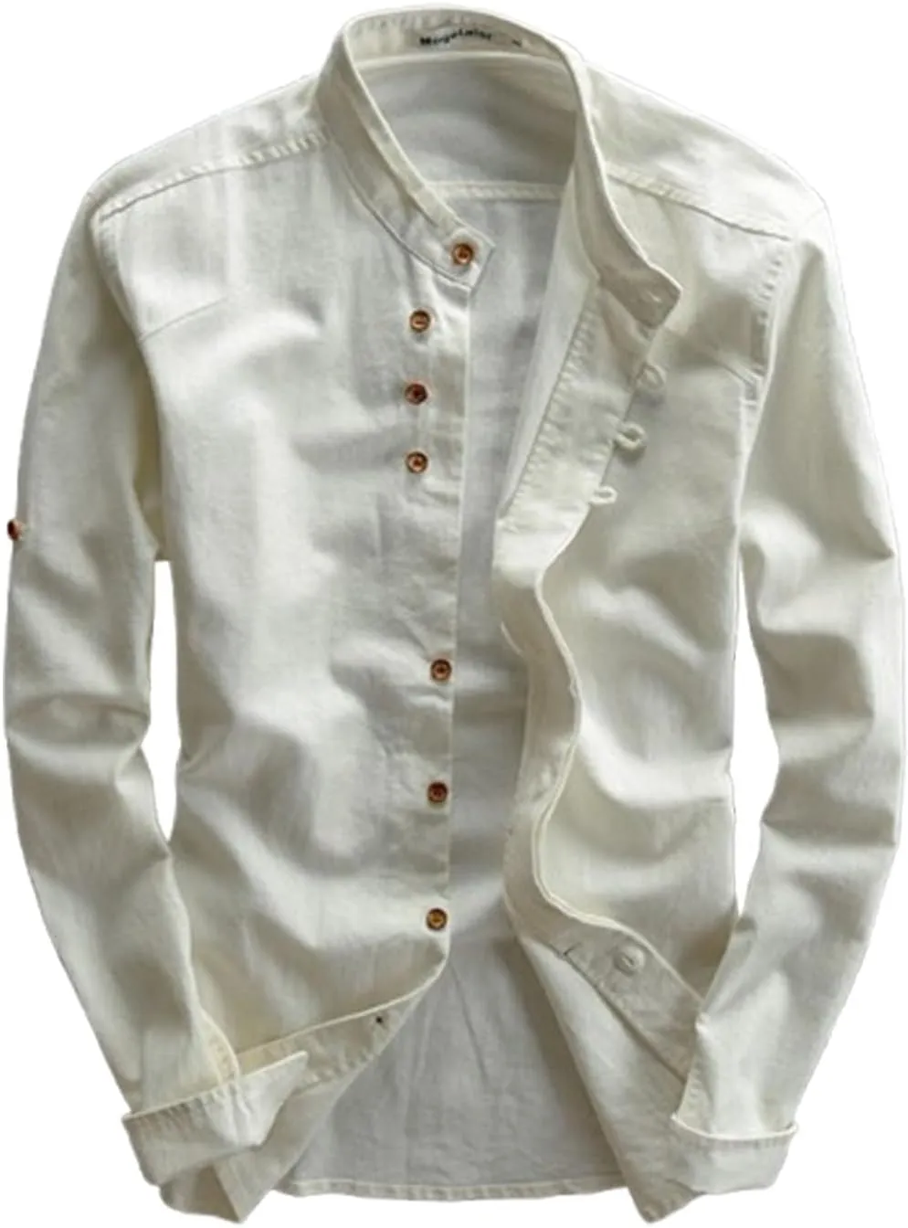Soulona Men's Katana Japan Style Shirt, Premium Linen & Cotton Blend Craftsmanship, V-Neck, Long Sleeve, Grey, S-5XL