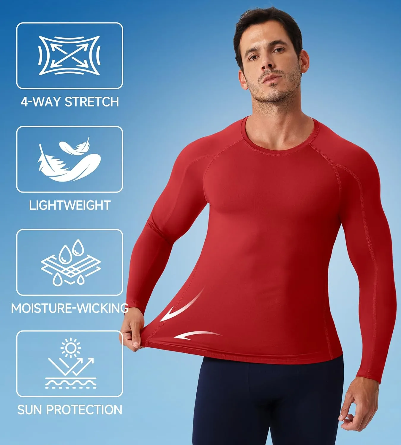 SPVISE Compression Shirt Men Long Sleeve, Cool Dry Men's Athletic Workout Running T-Shirt Tops, Sports Rash Guard Base Layer