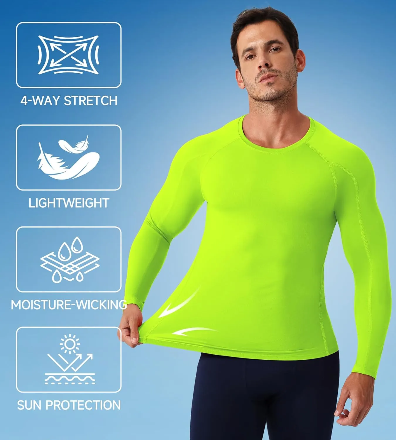 SPVISE Compression Shirt Men Long Sleeve, Cool Dry Men's Athletic Workout Running T-Shirt Tops, Sports Rash Guard Base Layer
