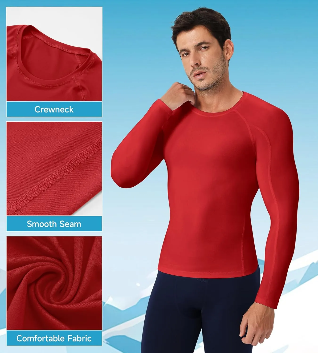 SPVISE Compression Shirt Men Long Sleeve, Cool Dry Men's Athletic Workout Running T-Shirt Tops, Sports Rash Guard Base Layer