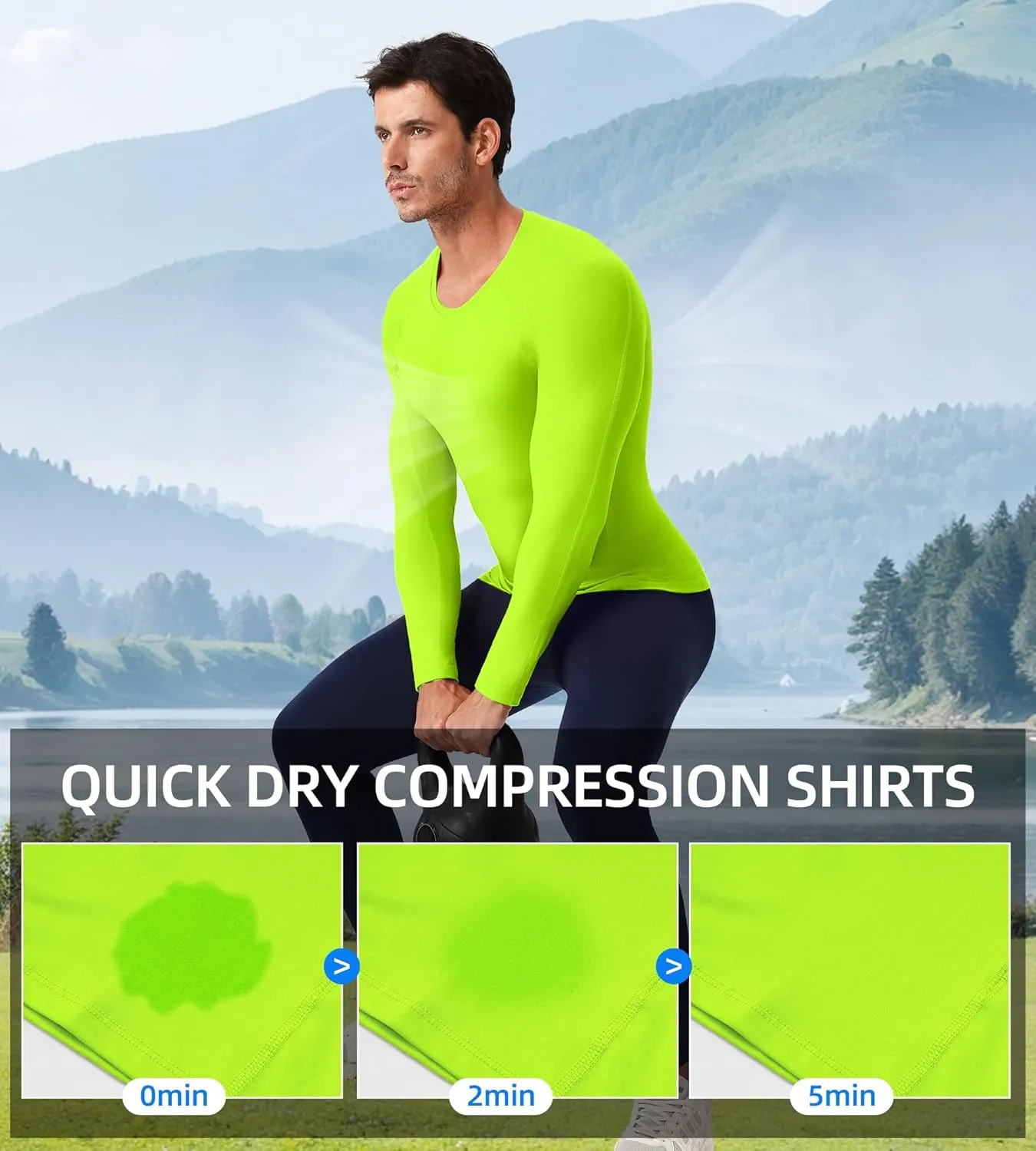 SPVISE Compression Shirt Men Long Sleeve, Cool Dry Men's Athletic Workout Running T-Shirt Tops, Sports Rash Guard Base Layer