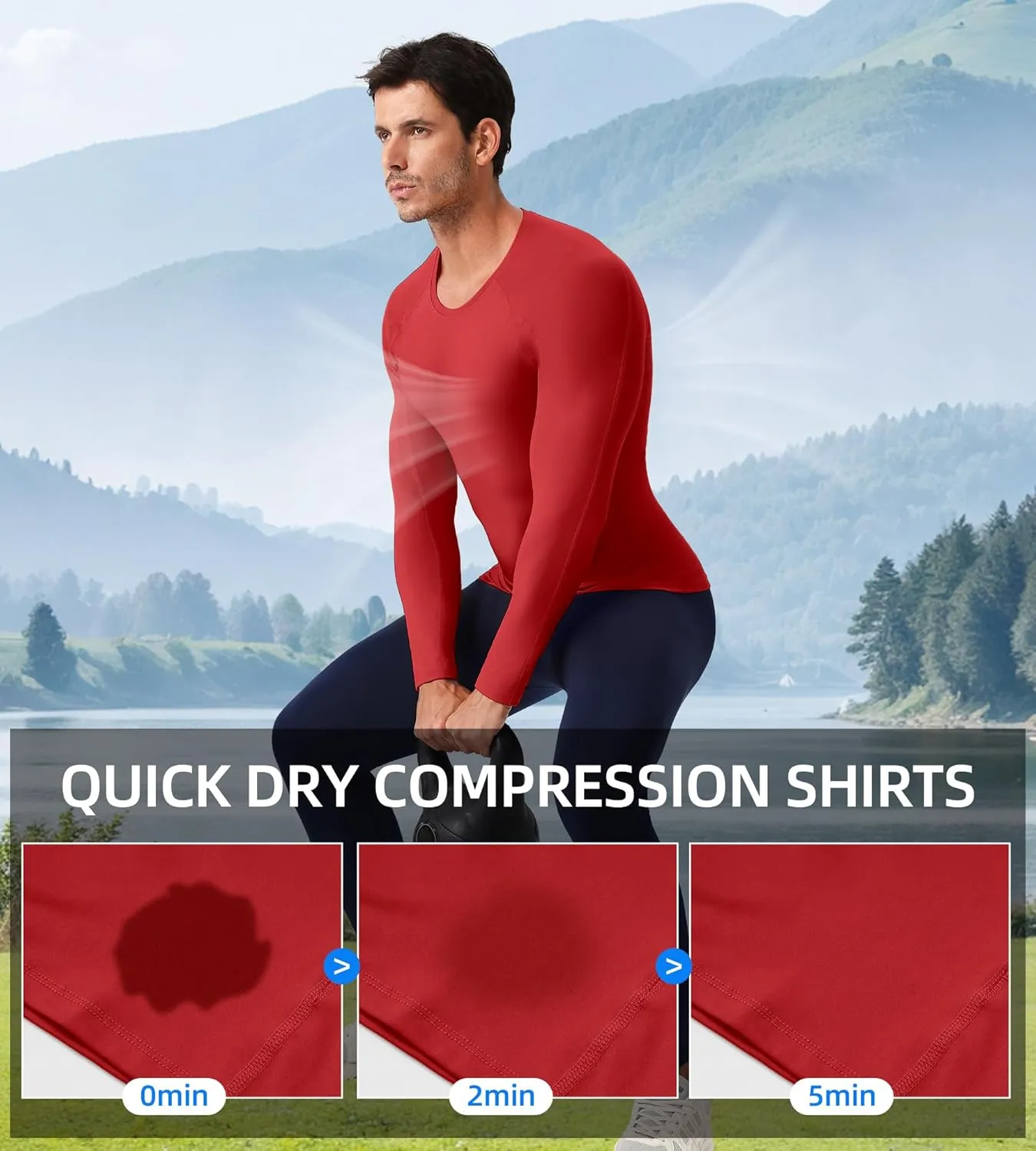 SPVISE Compression Shirt Men Long Sleeve, Cool Dry Men's Athletic Workout Running T-Shirt Tops, Sports Rash Guard Base Layer