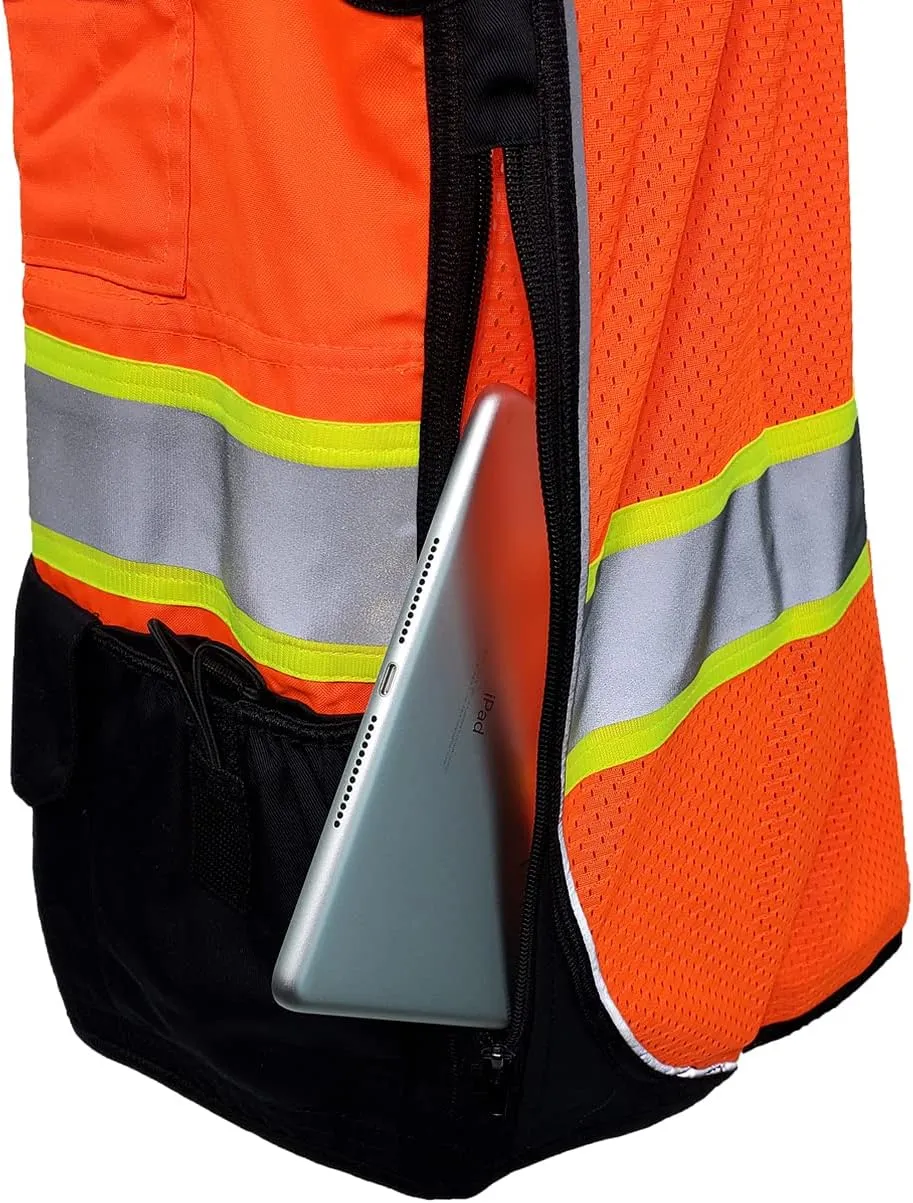 SU500 Premium Surveyors Class 2 Heavy Duty Vest, Tablet Pockets and Neck Padding