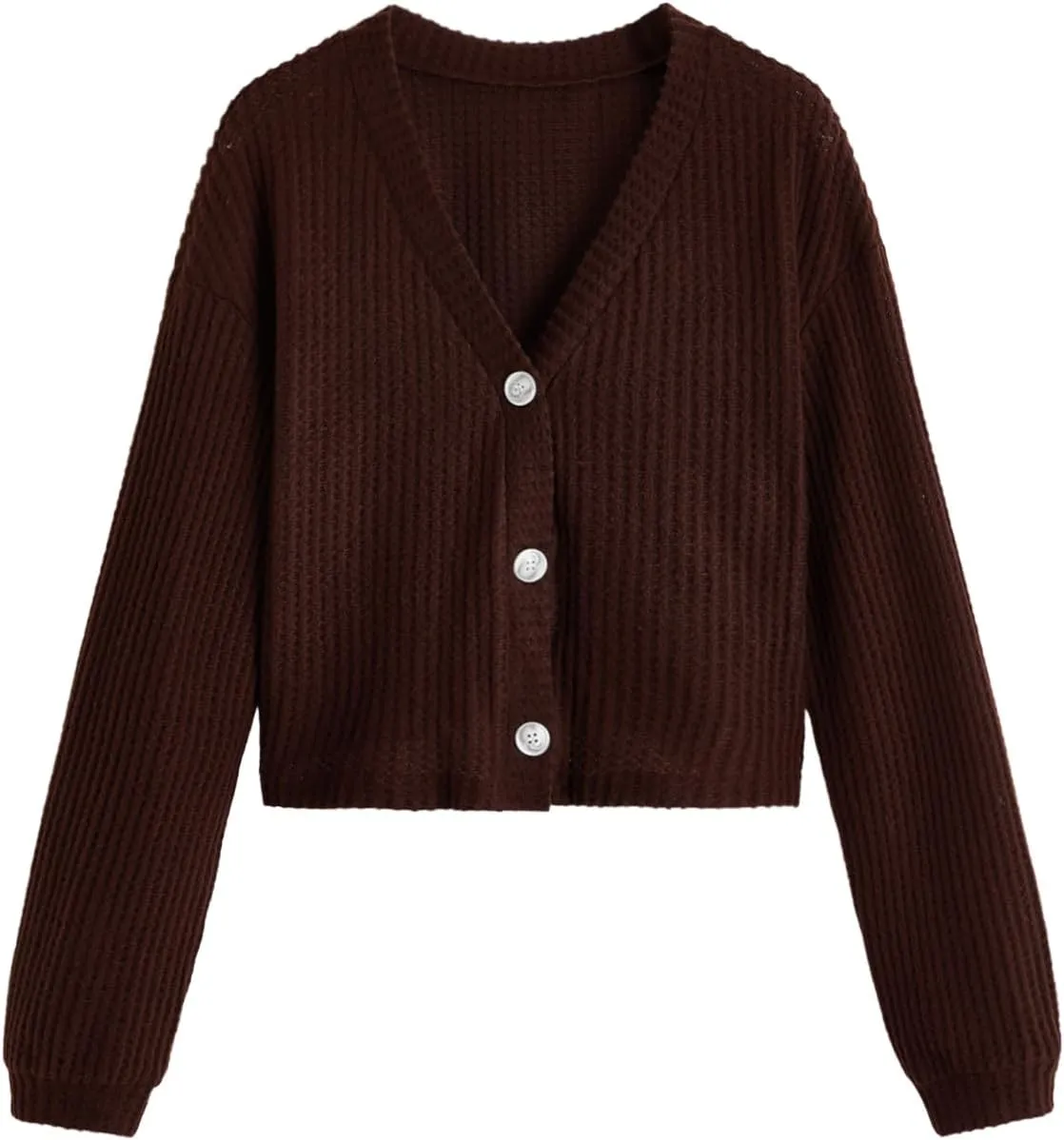 SweatyRocks Women's Long Sleeve Button Front V Neck Soft Knit Cardigan Sweaters