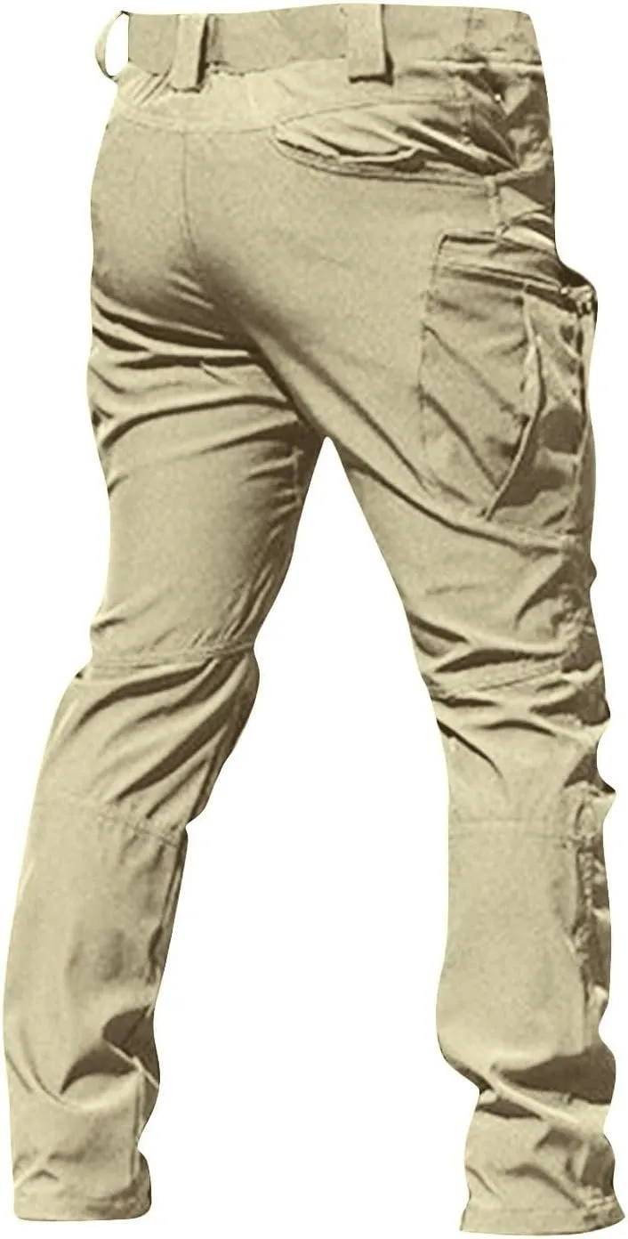 Tactical Pants for Men Stretchy Ripstop Elastic Waist Cargo Pants Water Resistant Quick Dry Hiking Pant with Pockets