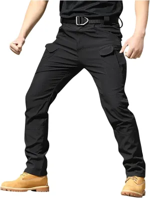 Tactical Pants for Men Stretchy Ripstop Elastic Waist Cargo Pants Water Resistant Quick Dry Hiking Pant with Pockets