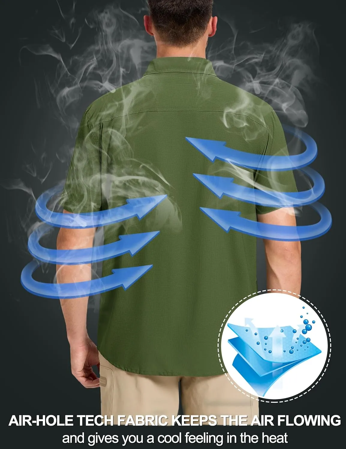 TACVASEN Fishing Shirts for Men Cool Hiking Shirt Button Up Short Sleeve SPF UPF 50  Sun Shirt Quick Dry for Tactical