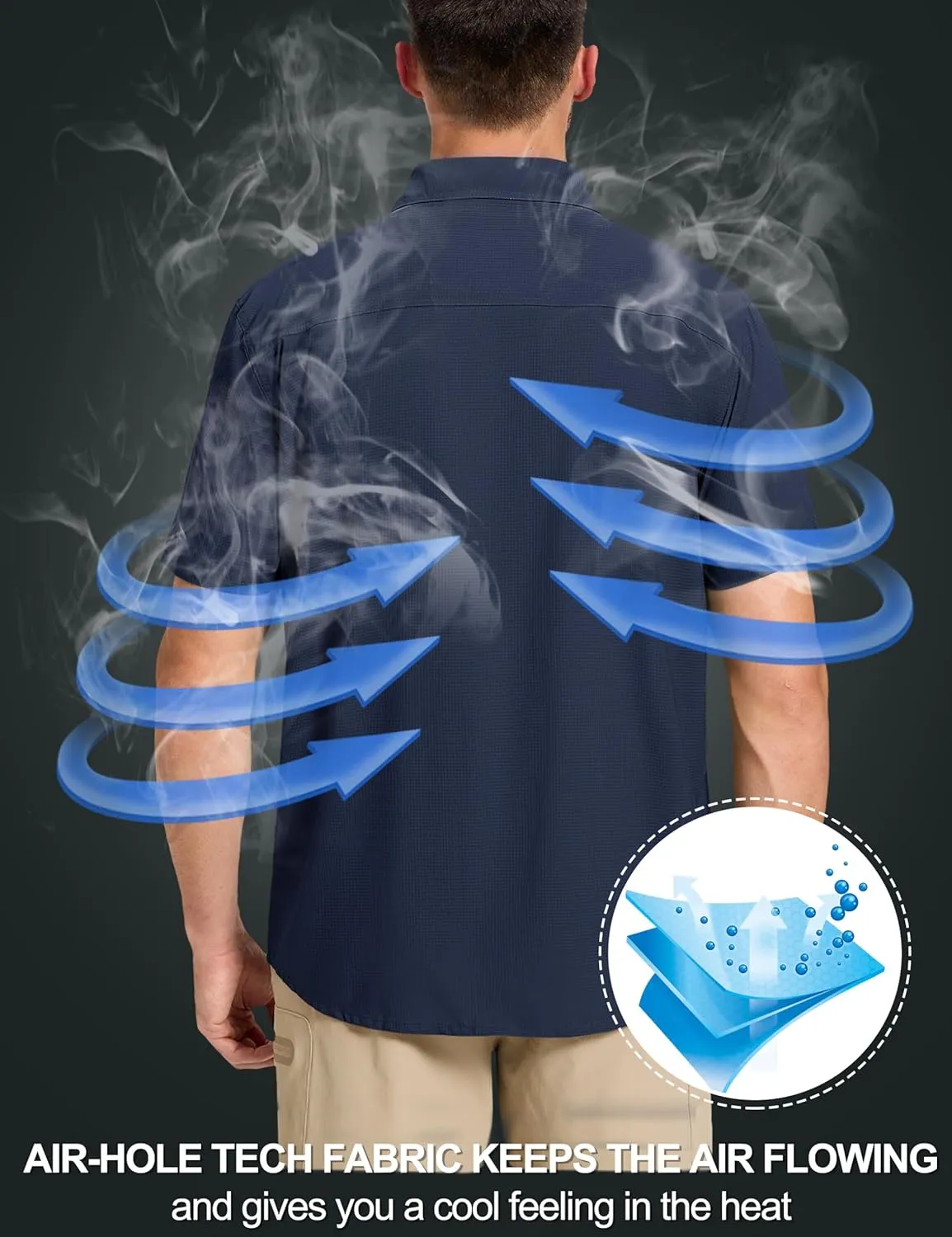 TACVASEN Fishing Shirts for Men Cool Hiking Shirt Button Up Short Sleeve SPF UPF 50  Sun Shirt Quick Dry for Tactical