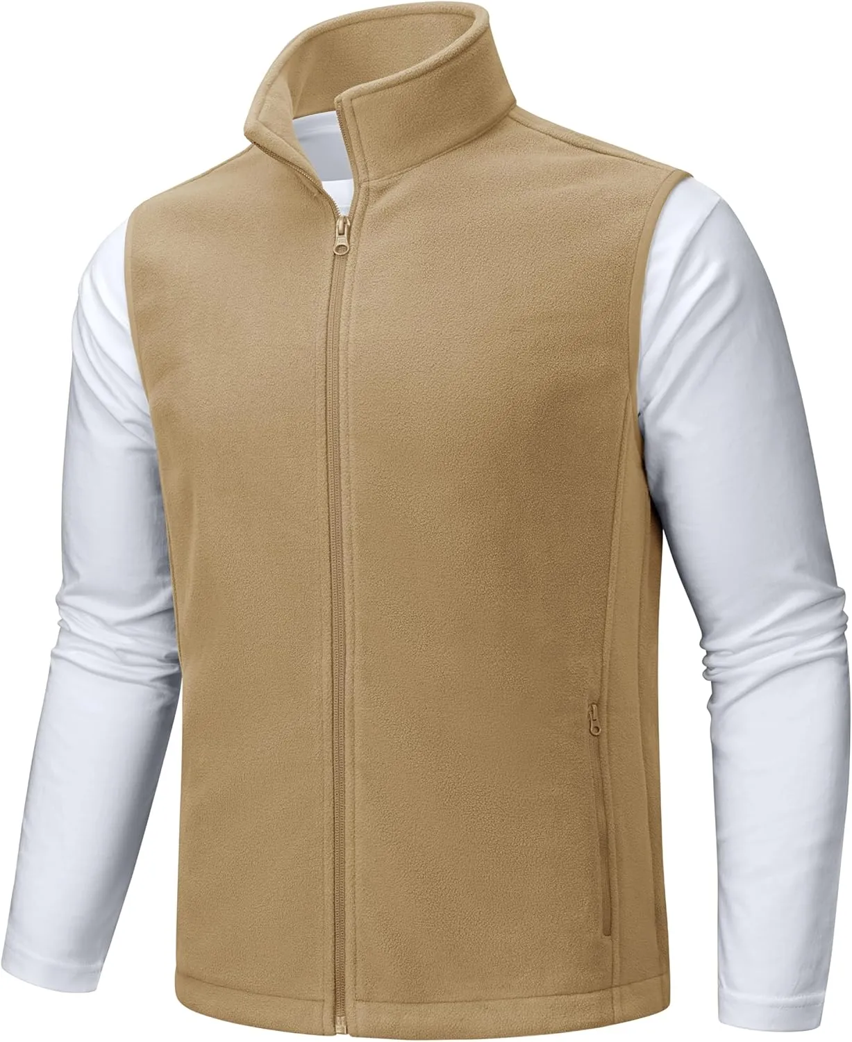 TACVASEN Men's Fleece Vest Zip Up Lightweight Vests Outerwear with Pockets Winter Warm Sleeveless Jacket for Hiking Golf