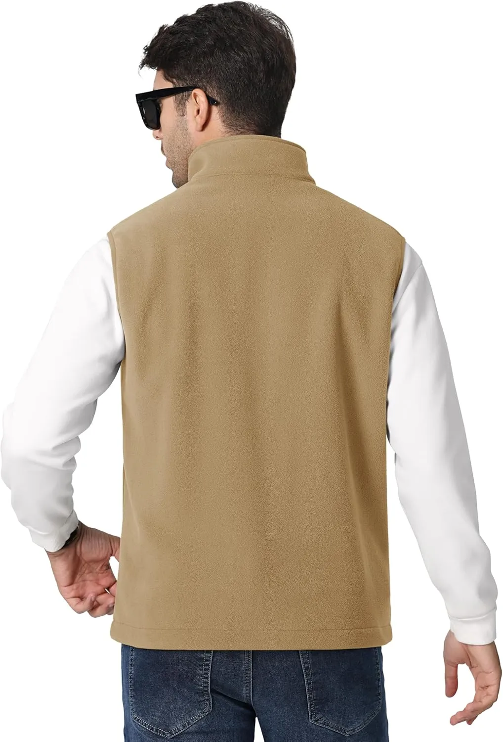 TACVASEN Men's Fleece Vest Zip Up Lightweight Vests Outerwear with Pockets Winter Warm Sleeveless Jacket for Hiking Golf