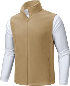 TACVASEN Men's Fleece Vest Zip Up Lightweight Vests Outerwear with Pockets Winter Warm Sleeveless Jacket for Hiking Golf