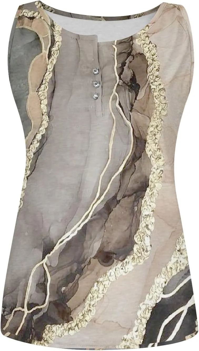 Tank Top for Women 2024 Summer Tops Casual Button Down Shirts Slim Fit V Neck Sleeveless Holiday Versatile Blouses