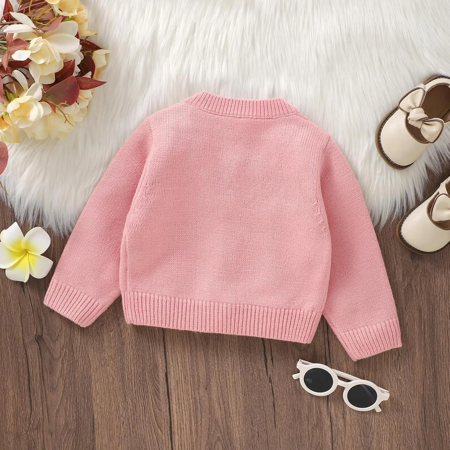 Toddler Baby Girl Sweater Floral Cardigan Knit Long Sleeve Coat Cute Fall Winter Outfits Clothes Infant Newborn
