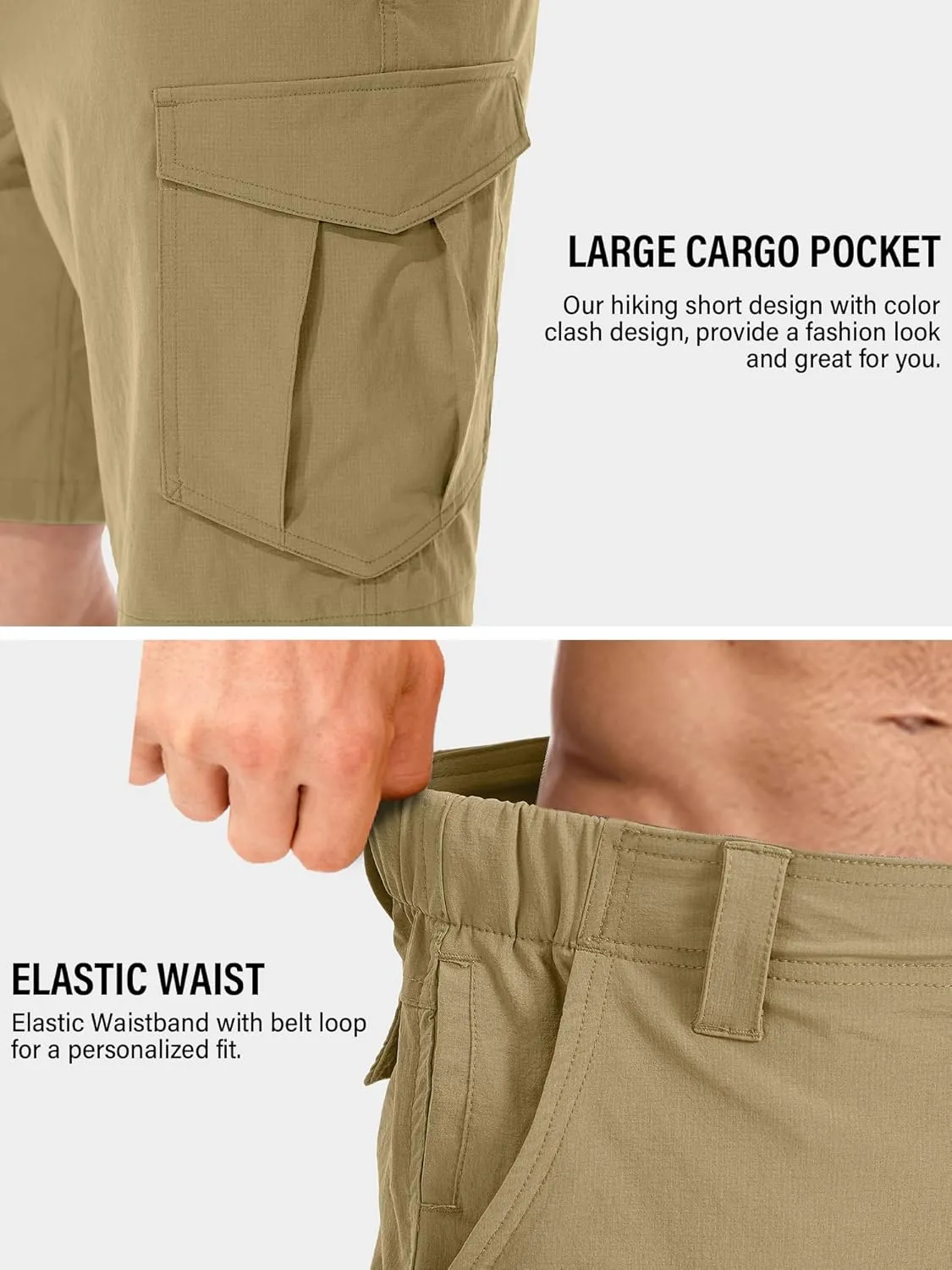 Toomett Mens Hiking Cargo Shorts Quick Dry Lightweight Travel Fishing Camping Golf Shorts with Multi Pockets