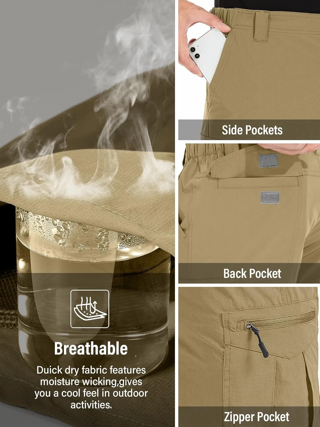 Toomett Mens Hiking Cargo Shorts Quick Dry Lightweight Travel Fishing Camping Golf Shorts with Multi Pockets