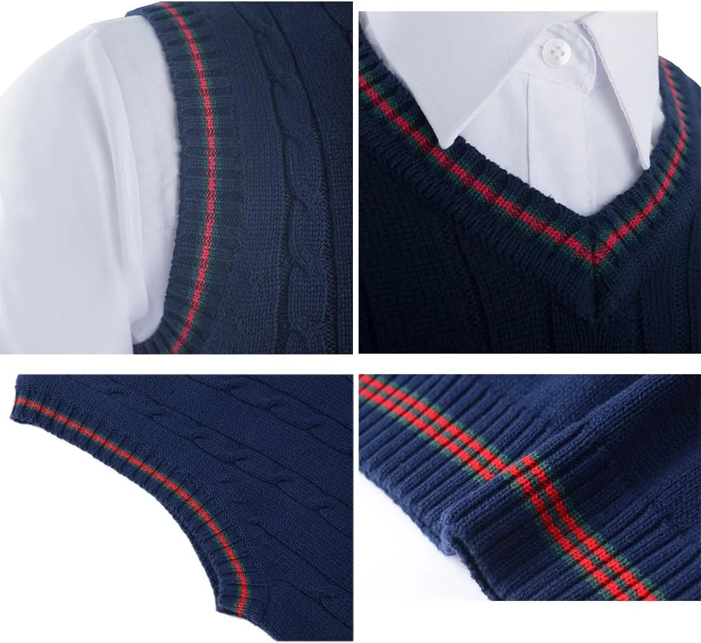 TopTie Men's 100% Cotton Knit Sweater Vest