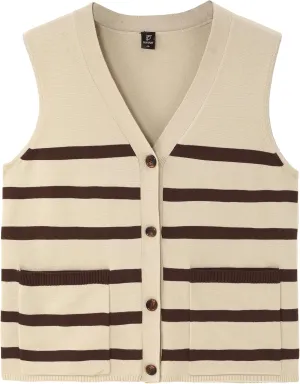 Totatuit Women's Sweater Vests Striped Lightweight Knit Tank Top Trendy Sweater Vest for Women with Pockets