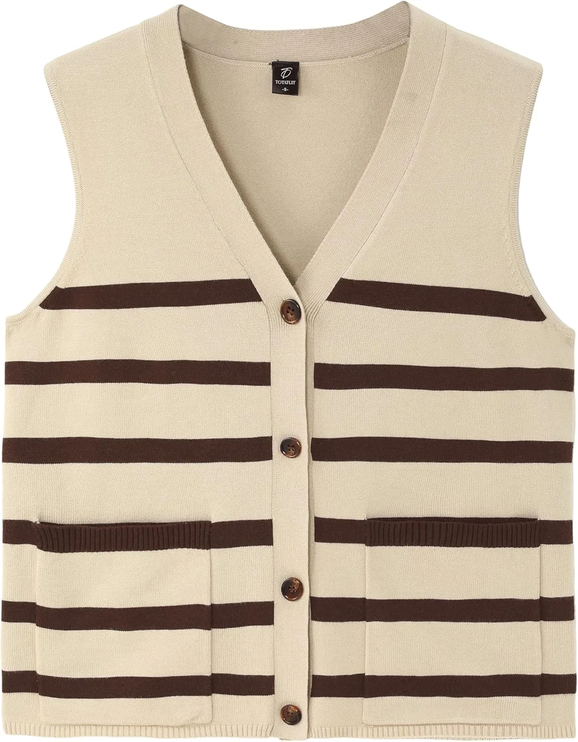 Totatuit Women's Sweater Vests Striped Lightweight Knit Tank Top Trendy Sweater Vest for Women with Pockets