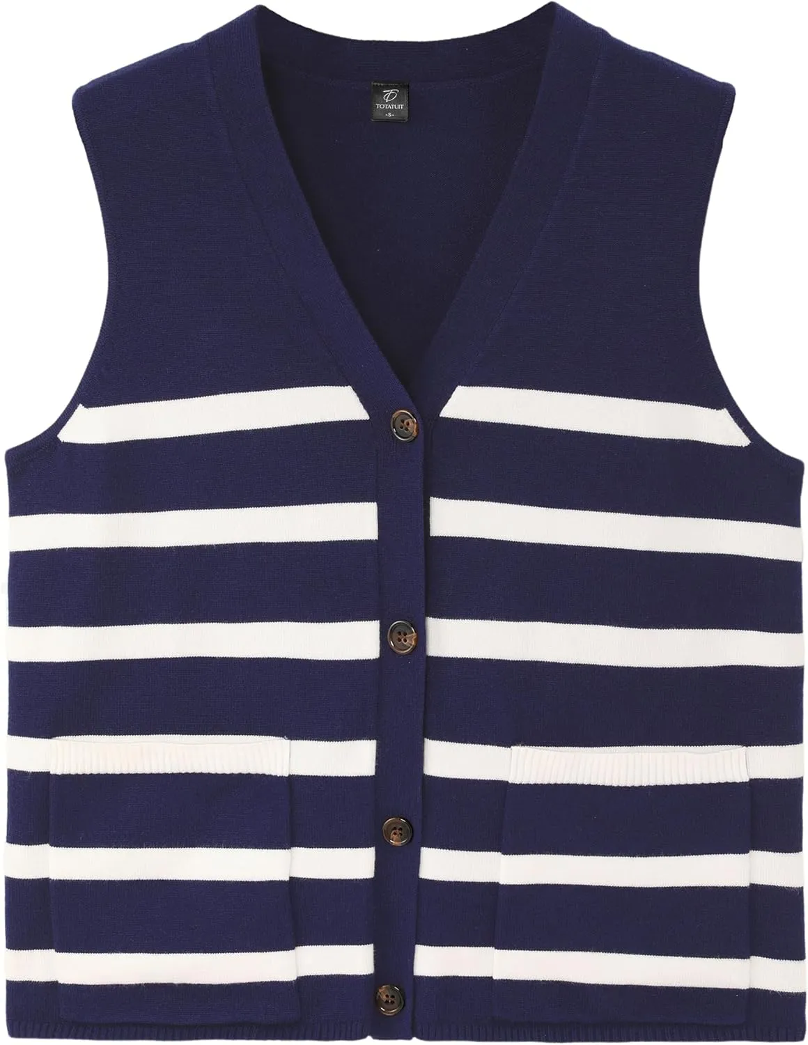 Totatuit Women's Sweater Vests Striped Lightweight Knit Tank Top Trendy Sweater Vest for Women with Pockets