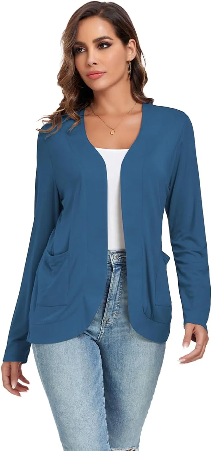 TownCat Womens Lightweight Cardigan with Pockets Long Sleeve Open Front Cardigan for Women