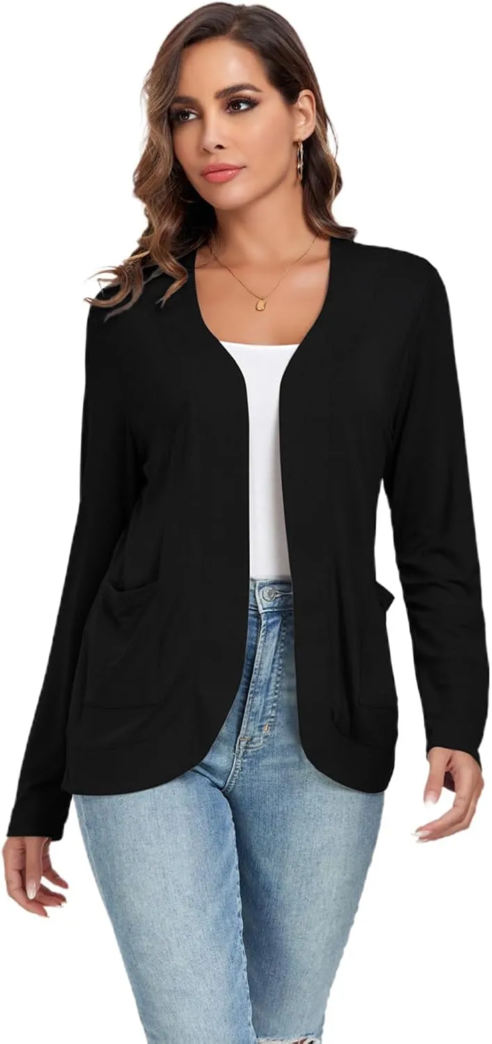 TownCat Womens Lightweight Cardigan with Pockets Long Sleeve Open Front Cardigan for Women