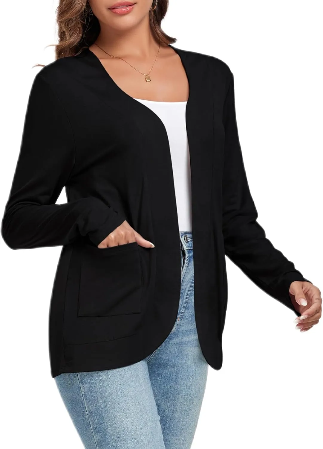 TownCat Womens Lightweight Cardigan with Pockets Long Sleeve Open Front Cardigan for Women