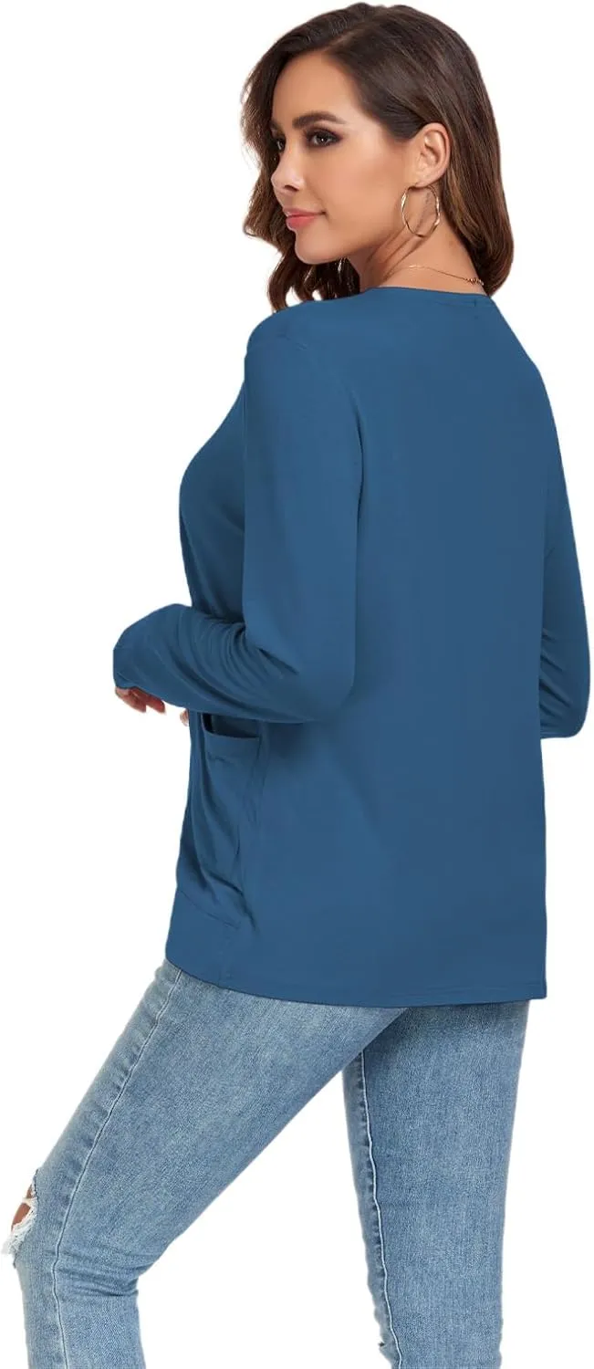 TownCat Womens Lightweight Cardigan with Pockets Long Sleeve Open Front Cardigan for Women