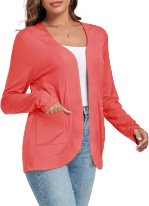 TownCat Womens Lightweight Cardigan with Pockets Long Sleeve Open Front Cardigan for Women