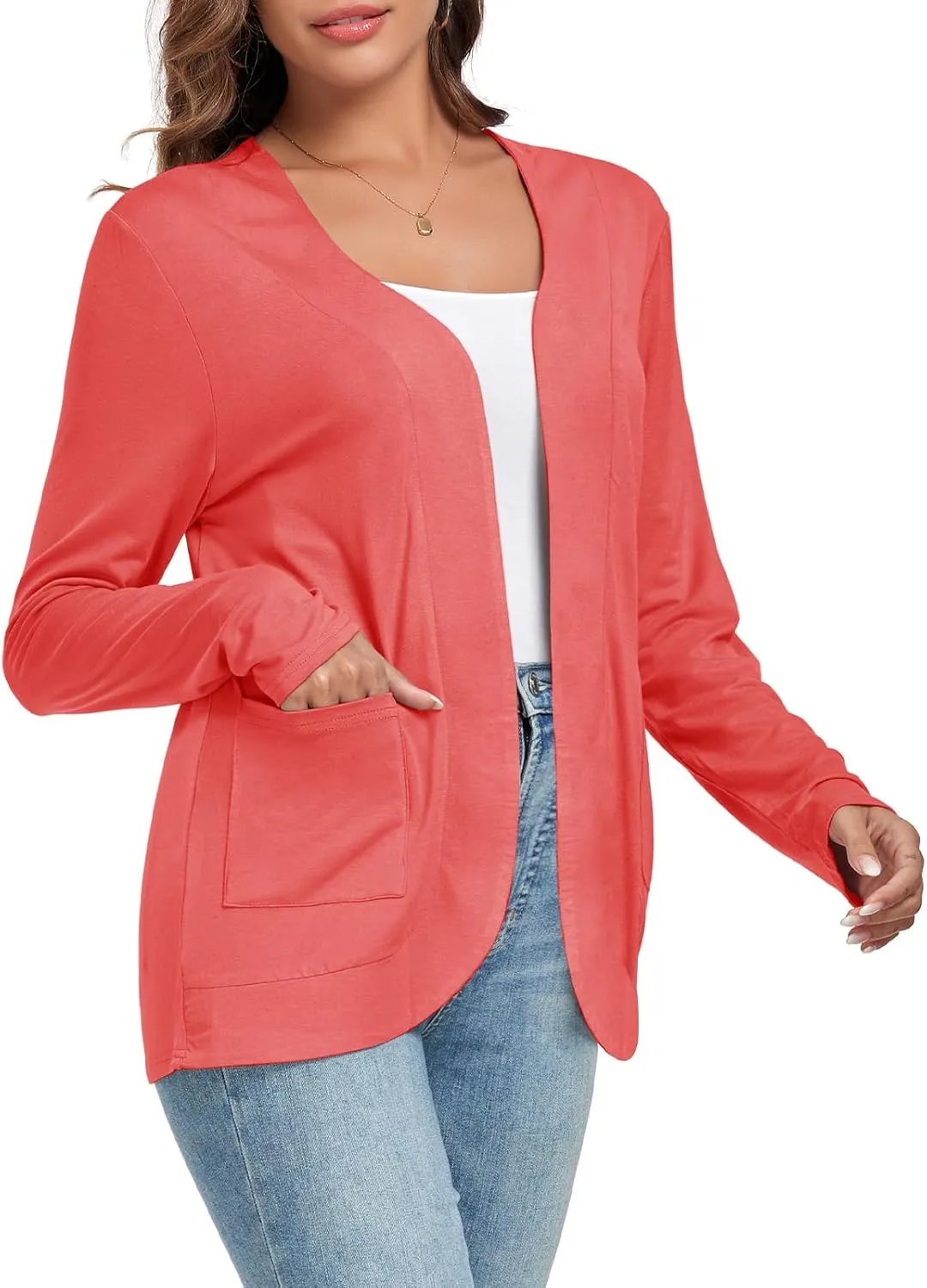 TownCat Womens Lightweight Cardigan with Pockets Long Sleeve Open Front Cardigan for Women