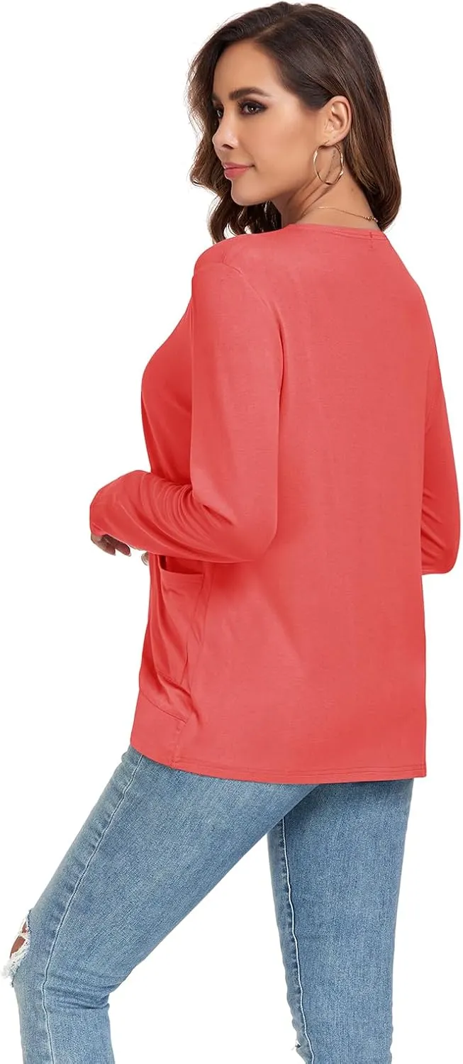 TownCat Womens Lightweight Cardigan with Pockets Long Sleeve Open Front Cardigan for Women