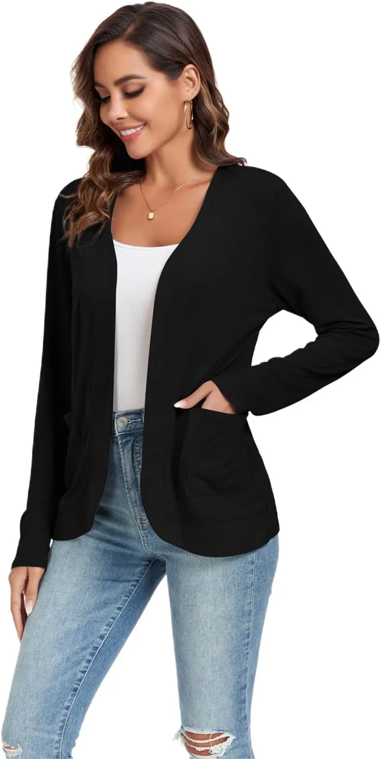 TownCat Womens Lightweight Cardigan with Pockets Long Sleeve Open Front Cardigan for Women