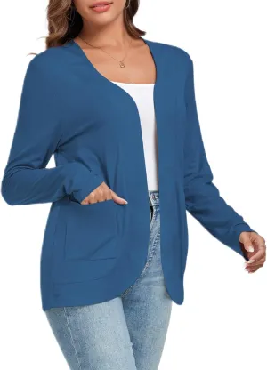TownCat Womens Lightweight Cardigan with Pockets Long Sleeve Open Front Cardigan for Women