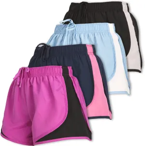 Ultra Performance Women's Running Shorts 4-Pack Athletic Workout Gym Shorts for Women, with Brief Liner