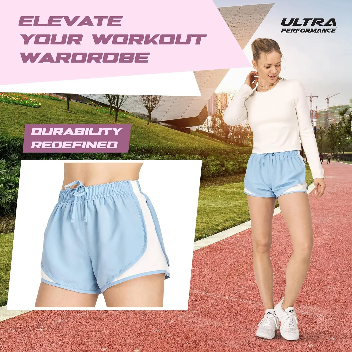 Ultra Performance Women's Running Shorts 4-Pack Athletic Workout Gym Shorts for Women, with Brief Liner