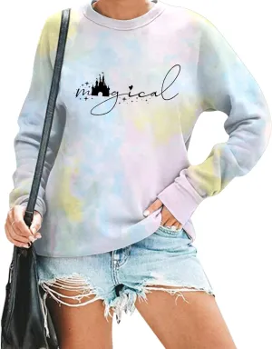 UNIQUENOE Magic Kingdom Sweatshirts For Women Magical Tshirt Family Vacation Tee Castle Graphic Short Sleeve Tops
