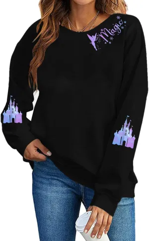 UNIQUENOE Magic Kingdom Sweatshirts For Women Magical Tshirt Family Vacation Tee Castle Graphic Short Sleeve Tops