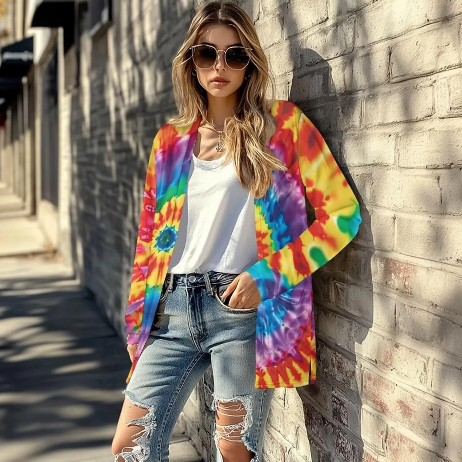 Uourmeti Women's Long Sleeve Cardigan Oversized Open Front Cardigan Jacket Lightweight Cardigan Sweater