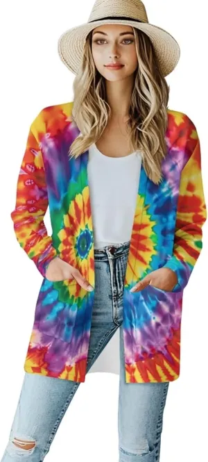 Uourmeti Women's Long Sleeve Cardigan Oversized Open Front Cardigan Jacket Lightweight Cardigan Sweater