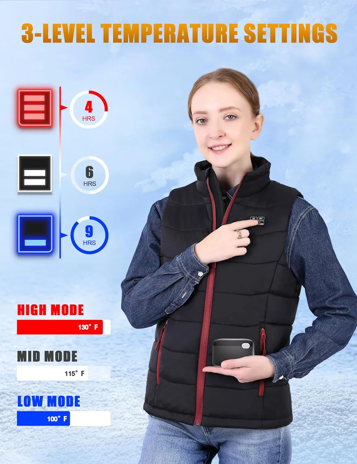 Upgraded Lightweight Heated Vest for Men and Women - Heating Vest with 10000mAh Large Capacity Battery Pack