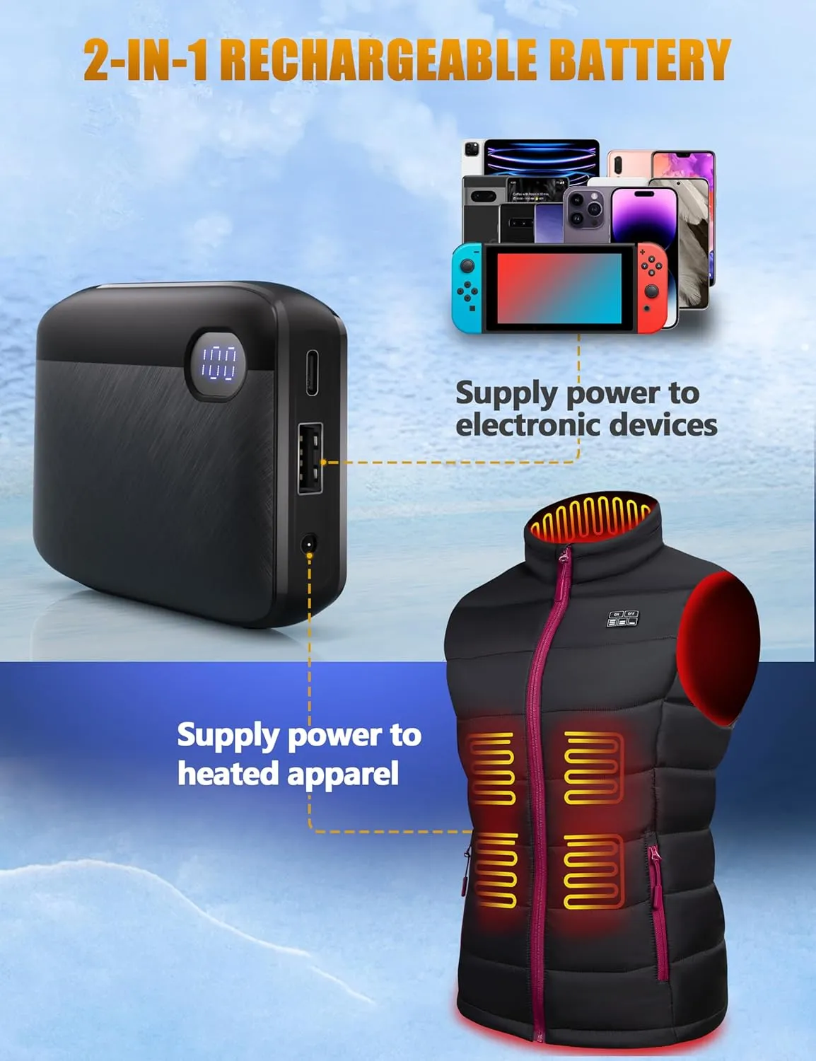 Upgraded Lightweight Heated Vest for Men and Women - Heating Vest with 10000mAh Large Capacity Battery Pack