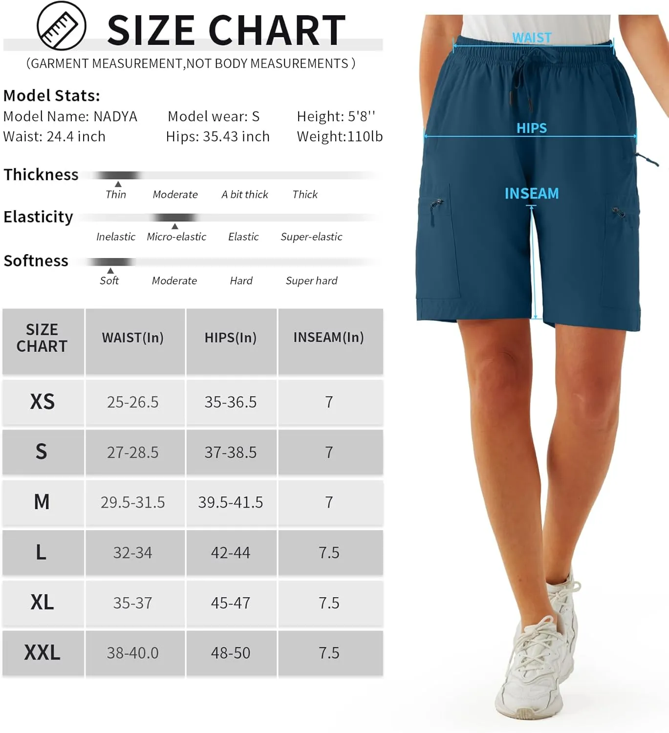 URBEST Women's Hiking Cargo Shorts Quick Dry Lightweight Summer Shorts for Women Outdoor Travel Golf Active