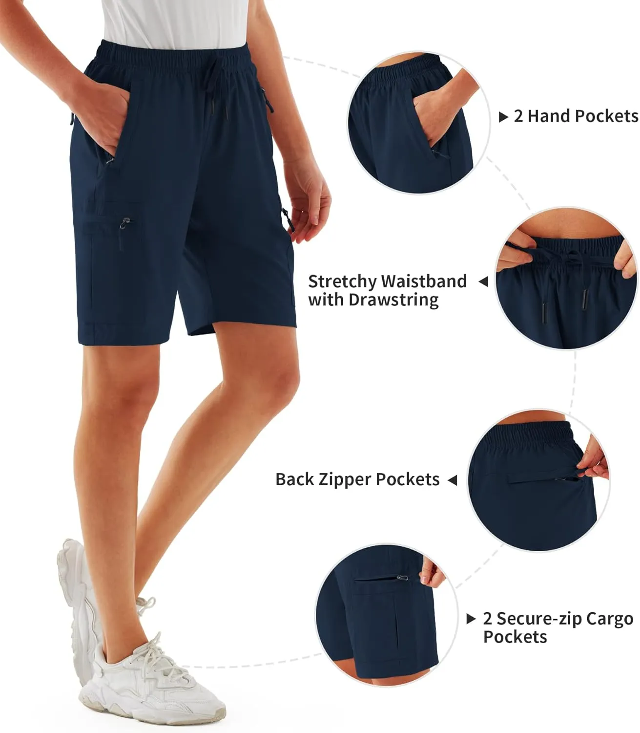 URBEST Women's Hiking Cargo Shorts Quick Dry Lightweight Summer Shorts for Women Outdoor Travel Golf Active